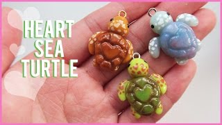 Tutorial Heart Sea Turtle polymer clay charms  Collab with Heather Wells [upl. by Plerre]