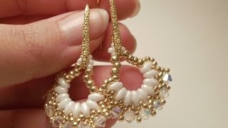 TUTORIAL orecchini Vintage Fan con Superduo e Swarovski  Superduo earrings TUTORIAL [upl. by Yelkrab]