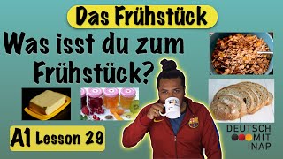 A1 German lesson 29  Essen und Trinken  das Frühstück  Breakfast  Vocabulary [upl. by Terchie]