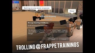 TROLLING AT FRAPPE TRAININGS ON ROBLOX  ROBLOX CAFE TROLLING [upl. by Neelahs]