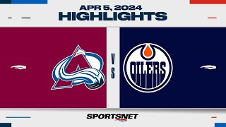 NHL Highlights  Avalanche vs Oilers  April 5 2024 [upl. by Jarv]