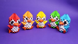 How to make a penguin with paper 3D origami tutorial [upl. by Adnuhs]