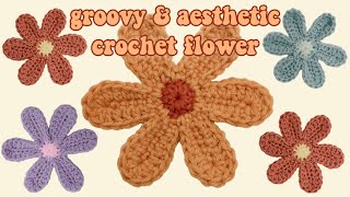 EASY groovy crochet flower tutorial  DIY Anyone can do [upl. by Tezzil]