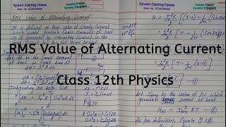 RMS Value of Alternating Current Chapter 7 Alternating Current Class 12 Physics [upl. by Roderigo]