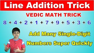 Line Addition Trick to Add Many SingleDigit Numbers Quickly  Vedic Math  Math Tips and Tricks [upl. by Neggem779]