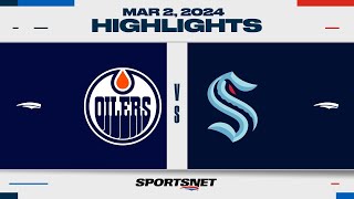 NHL Highlights  Kraken vs Oilers  March 2 2024 [upl. by Anayra]