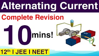 Alternating Current Revision in 10 Mins Physics Class 12 important points and formulas [upl. by Lehcem]