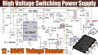 UC3843 High Voltage DC Flyback Power Supply SMPS 12V to 320V Switching Mode Power Supply [upl. by Robbi]