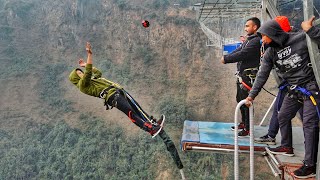 Amazing Bungy Jump Worlds Second Highest 228m The Cliff Nepal Kushma Nepal [upl. by Nacul43]