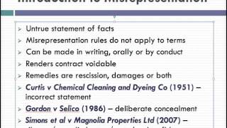 Misrepresentation Lecture 1 of 4 [upl. by Bussey]